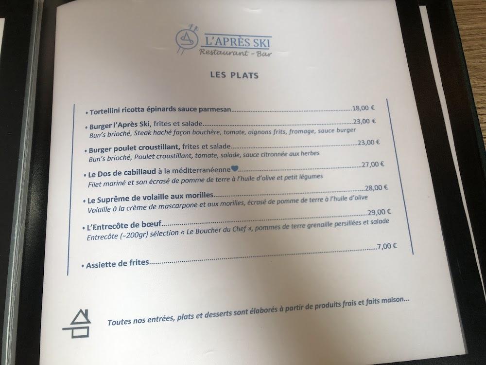 L’Après Ski Valmorel - Menu Image 1